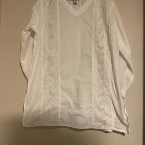 White cotton blouse or tunic in size large